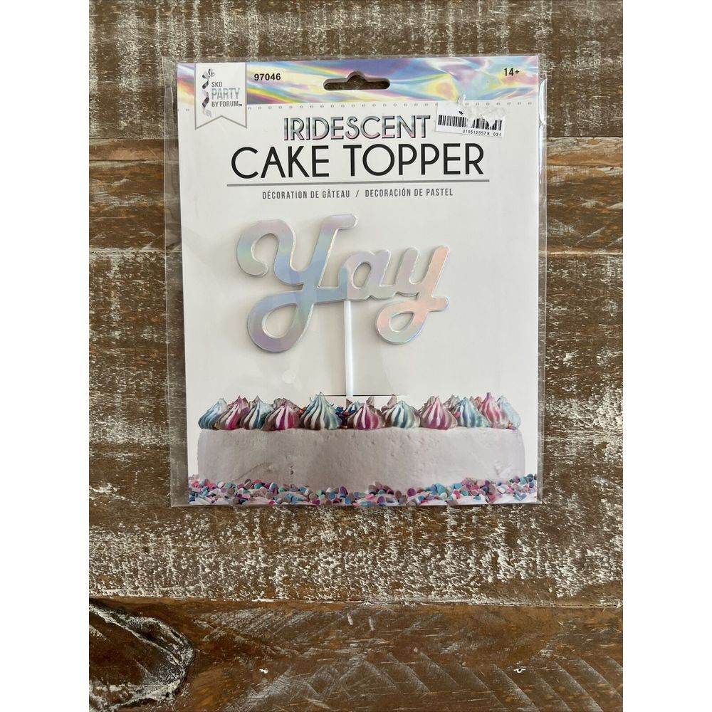 Iridescent Cake Topper "Yay" Party Decoration Center Piece By SKD Party By Forum